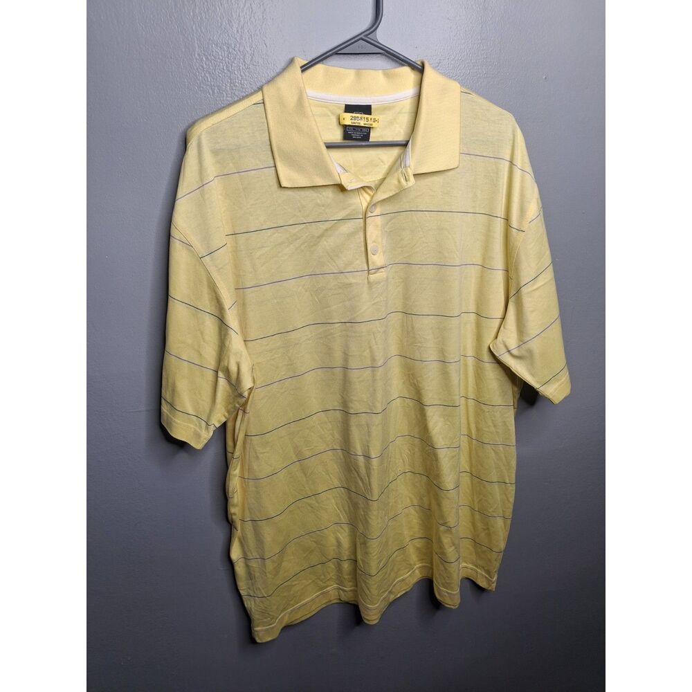 Vintage Nike Golf Shield Logo Striped Polo Shirt Yellow XXL Golfcore Dad Y2K